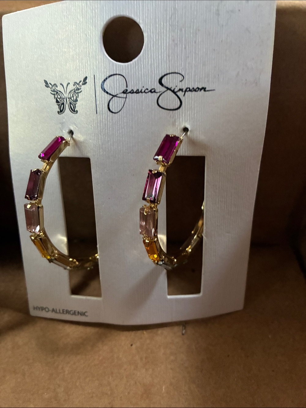 Jessica Simpson Large Hoop Earrings Rhinestone NWT